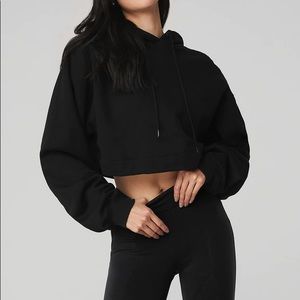 Calvin Klein Monochrome Black Cropped Hoodie